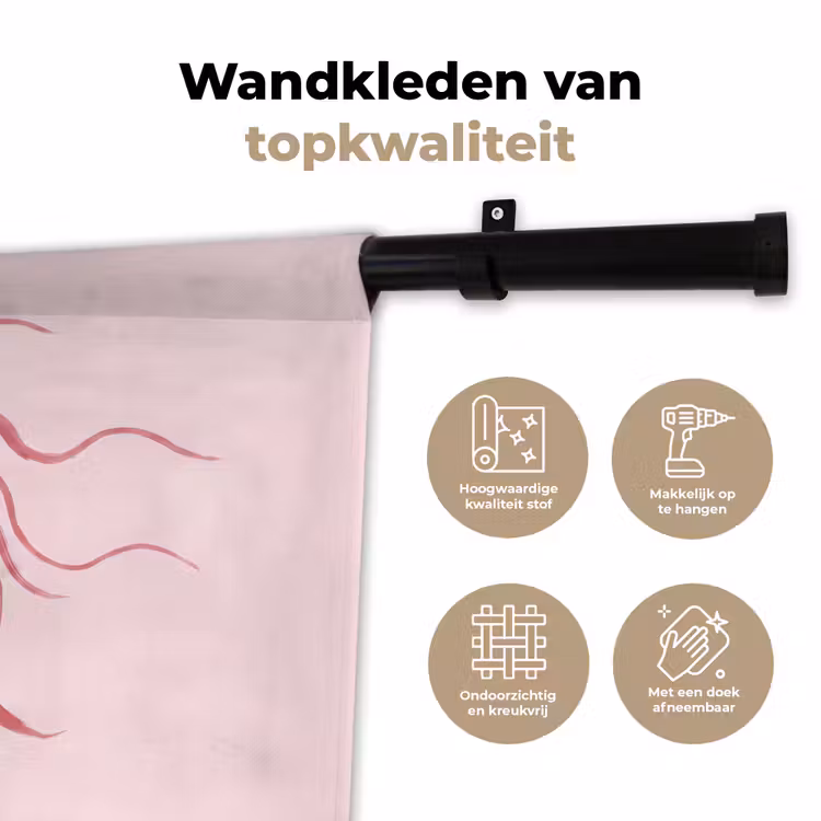 Vrouw - Portret - Abstract - Lijnkunst - Rood Wandkleed katoen klein -sfeer2