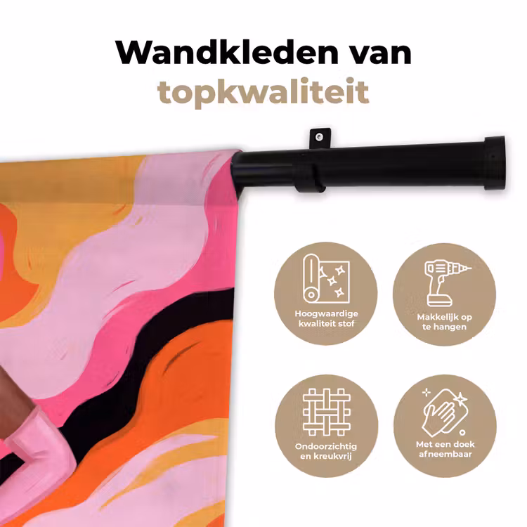 Vrouw - Portret - Kleurrijk - Modern - Kunst Wandkleed katoen klein -sfeer2