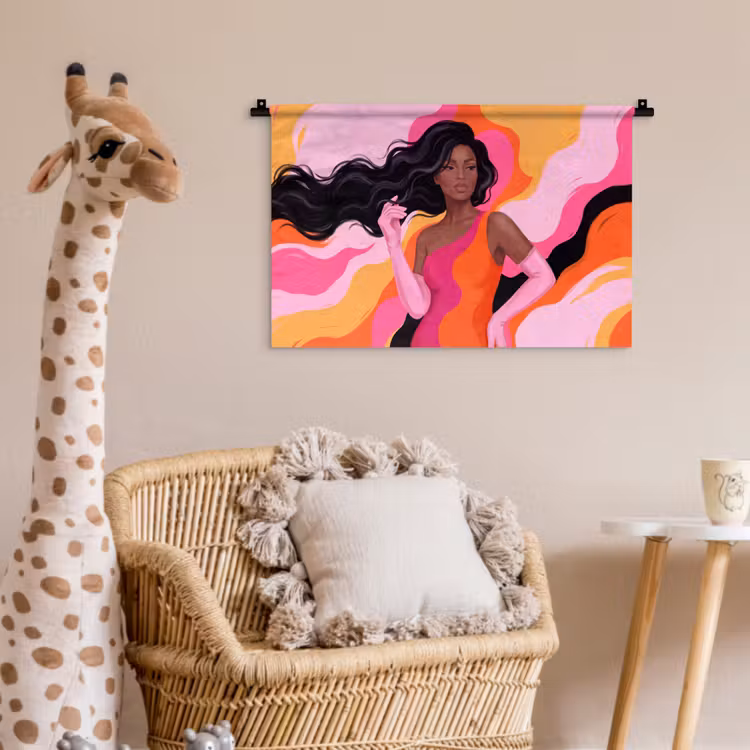 Vrouw - Portret - Kleurrijk - Modern - Kunst Wandkleed katoen klein -wsfeer5_kind