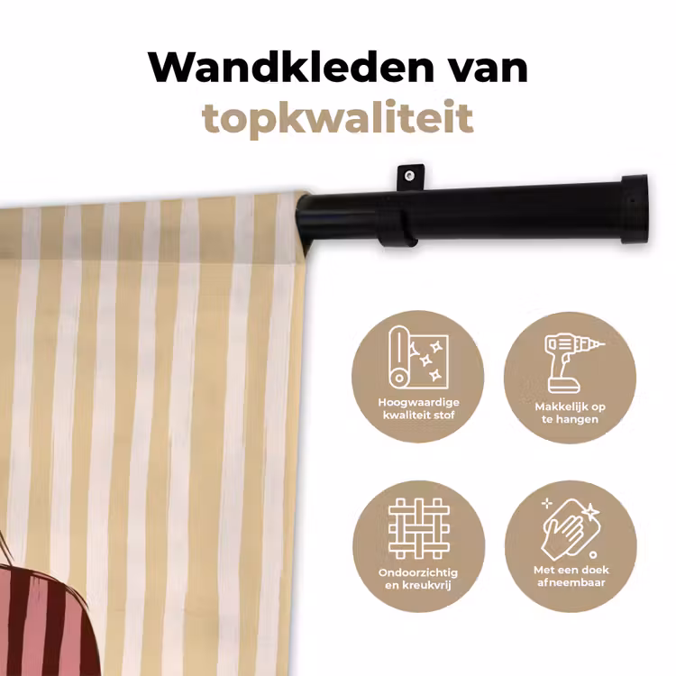 Vrouw - Portret - Illustratie - Modern - Roze Wandkleed katoen klein -sfeer2