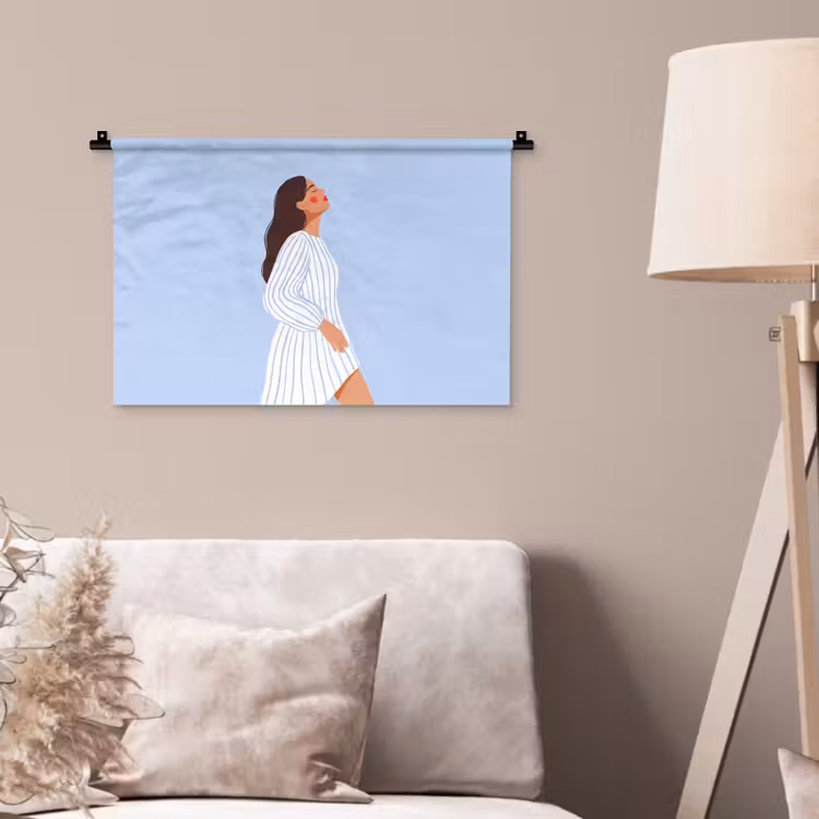 Vrouw - Profiel - Rust - Modern - Illustratie Wandkleed katoen klein -sfeer4