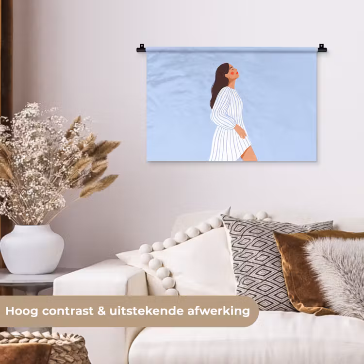 Vrouw - Profiel - Rust - Modern - Illustratie Wandkleed katoen klein -sfeer1