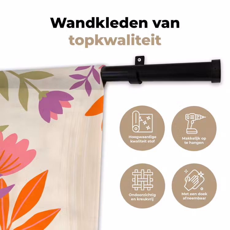 Vrouw - Lezen - Thuis - Modern - Bloemen Wandkleed katoen klein -sfeer2