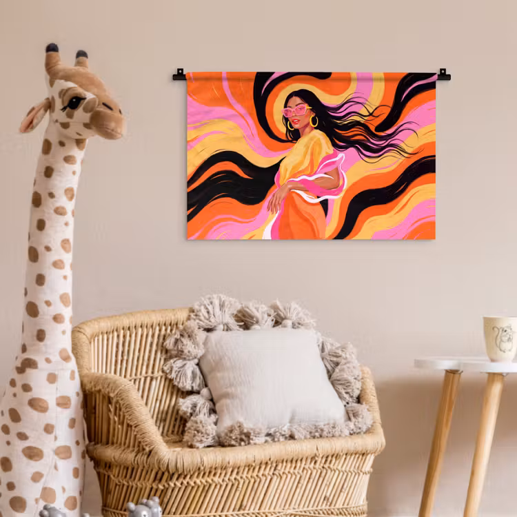 Vrouw - Zonnebril - Abstract - Kleurrijk Wandkleed katoen klein -wsfeer5_kind