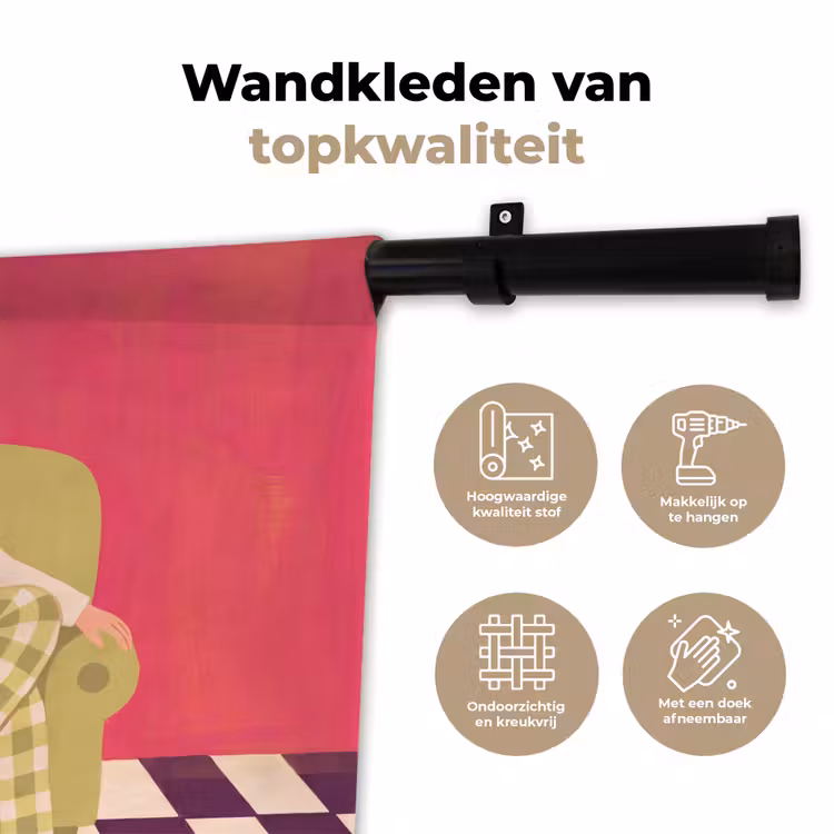 Vrouw - Rust - Interieur - Modern - Kunst Wandkleed katoen klein -sfeer2