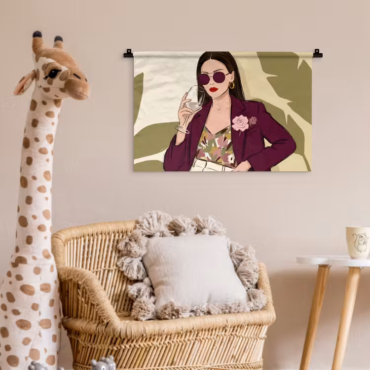 Vrouw - Wijn - Portret - Mode - Modern Wandkleed katoen klein -wsfeer5_kind