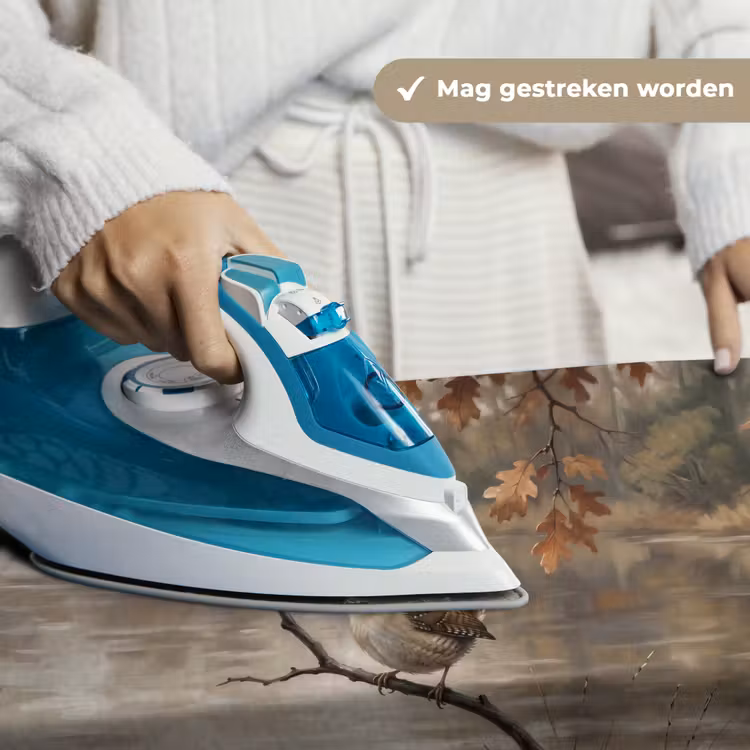 Winterkoninkje - Tak - Rivier - Natuur - Sfeervol Wandkleed katoen klein -sfeer9