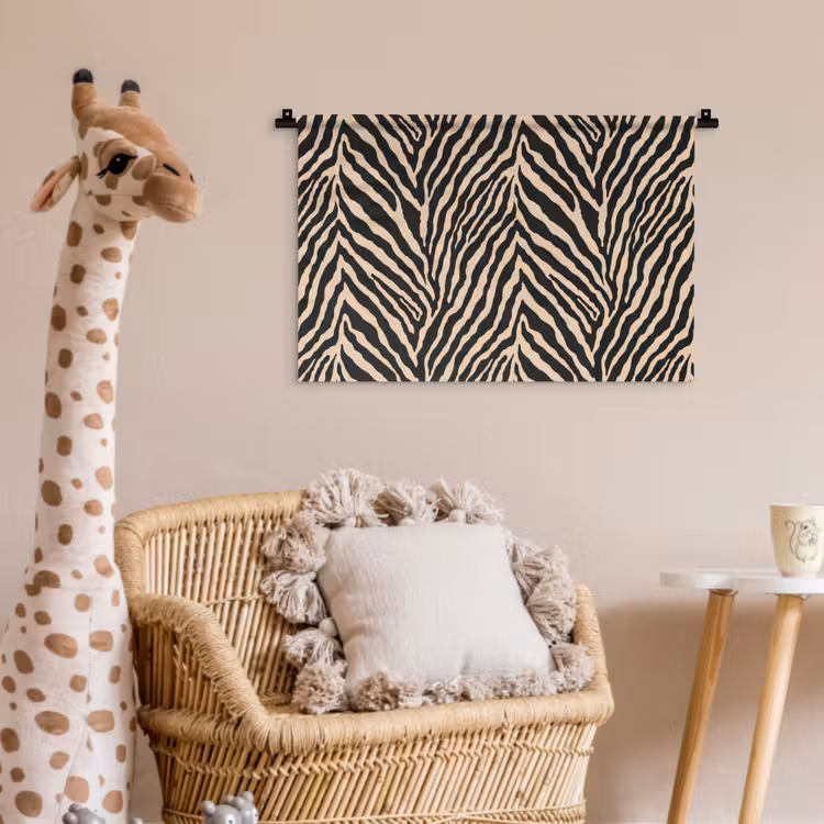 Zebra - Klassiek - Zwart Wandkleed katoen klein 269 -wsfeer5_kind