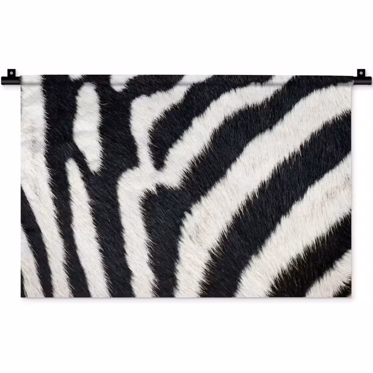 Zebra - Vacht - Klassiek - Zwart - Wit Wandkleed katoen klein -zz3d