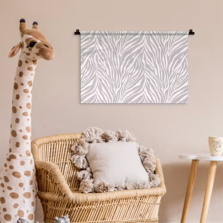 Zebra - Motief - Grijs Wandkleed katoen klein 269 -wsfeer5_kind