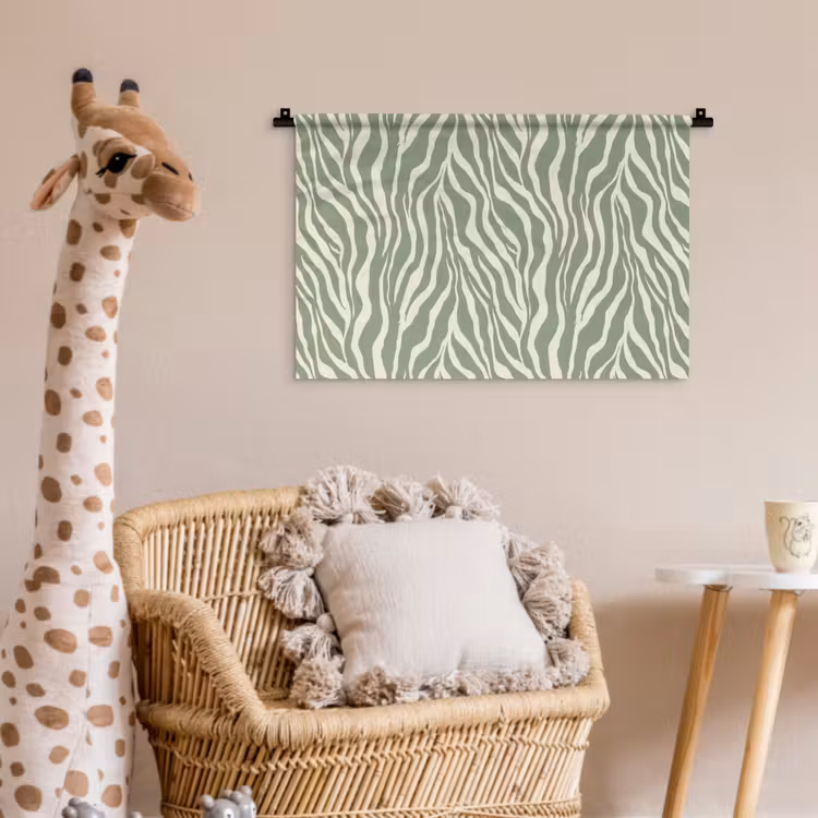 Zebra - Motief - Groen Wandkleed katoen klein 269 -wsfeer5_kind