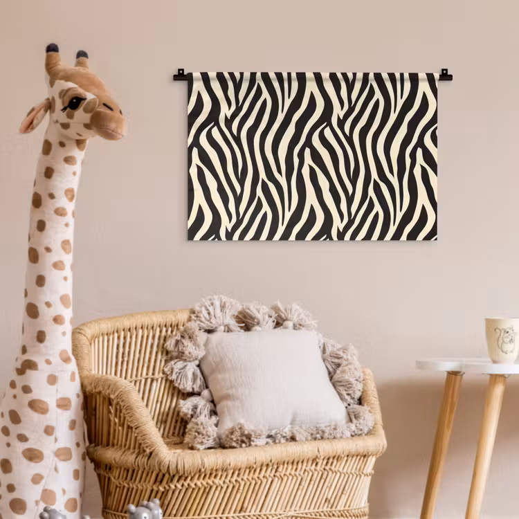 Zebra - Print - Klassiek - Zwart Wandkleed katoen klein 269 -wsfeer5_kind