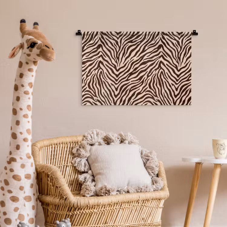 Zebra - Strepen - Bruin Wandkleed katoen klein -wsfeer5_kind