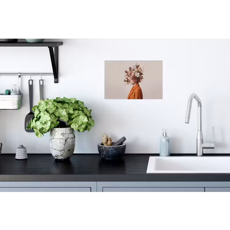 Gezicht - Boeket - Kleurrijk Muursticker klein -keuken