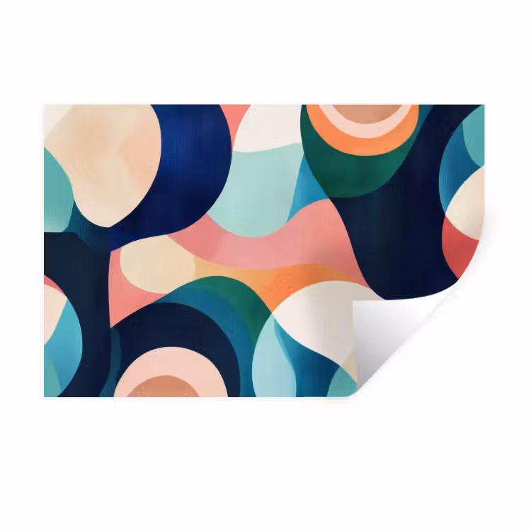 Abstract - Blauw - Roze Muursticker klein -3d