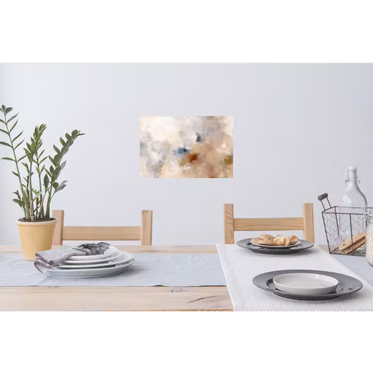 Abstract - Borstelstreken - Modern - Beige - Kunst Muursticker klein -eettafel
