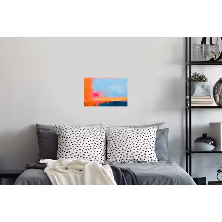 Abstract - Kleurvlakken - Modern - Oranje - Blauw Muursticker klein -slaapkamer