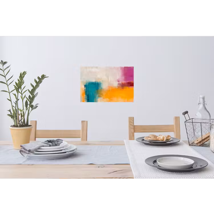 Abstract - Kleurrijk - Modern - Kunst - Oranje Muursticker klein -eettafel