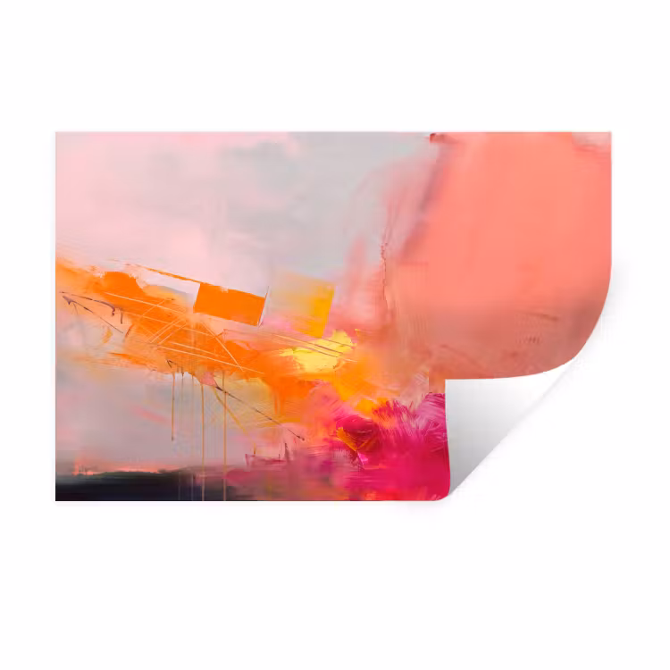 Abstract - Kleurrijk - Modern - Roze Muursticker klein -3d