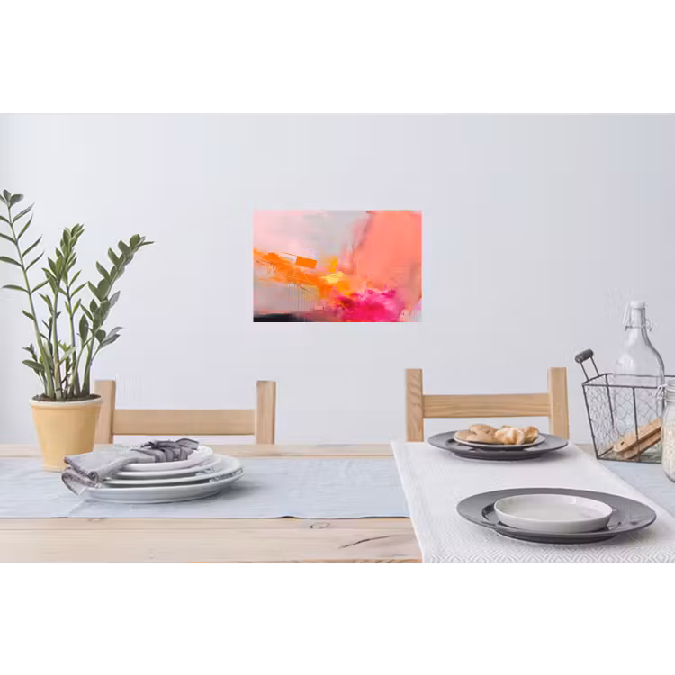 Abstract - Kleurrijk - Modern - Roze Muursticker klein -eettafel