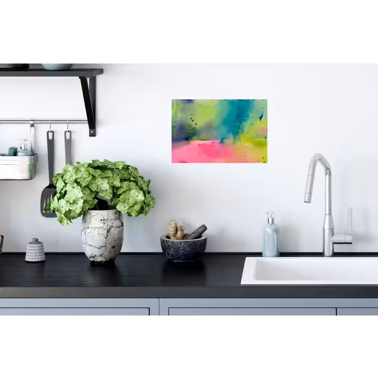 Abstract - Kleuren - Modern - Groen - Roze Muursticker klein -keuken