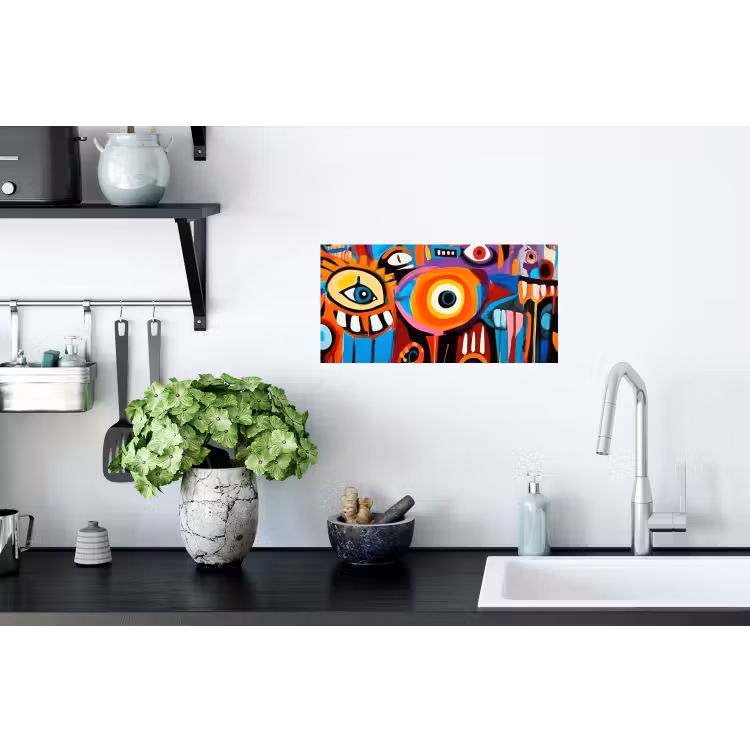 Abstract - Gezicht - Kleurrijk Muursticker klein -keuken
