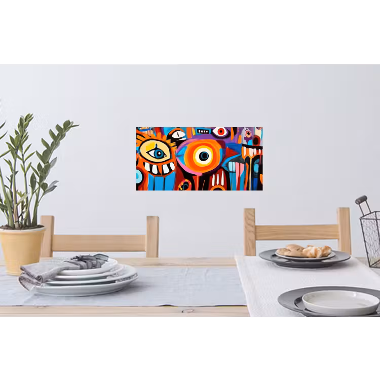 Abstract - Gezicht - Kleurrijk Muursticker klein -eettafel