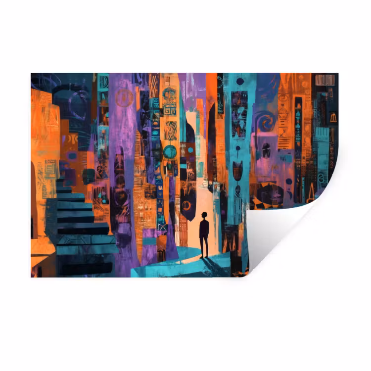 Abstract - Figuren - Kleurrijk Muursticker klein -3d