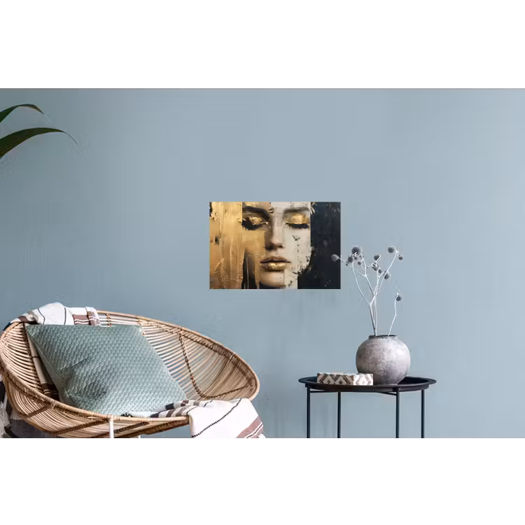 Abstract - Goud - Gezicht - Lippen Muursticker klein -plant