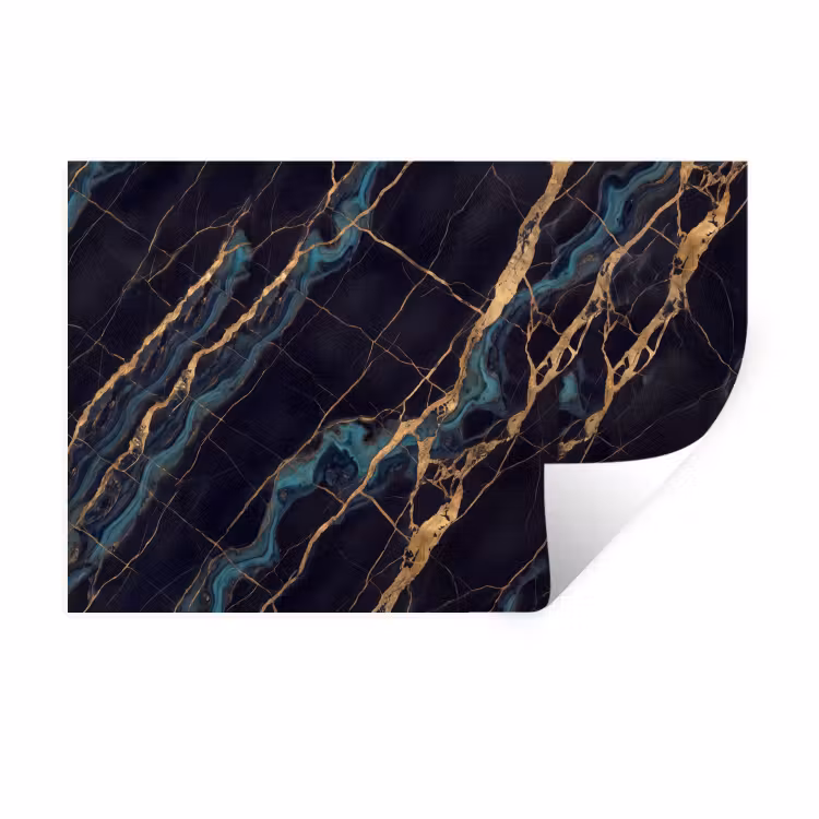 Abstract - Gouden lijnen - Kunst - Modern - Zwart Muursticker klein -3d