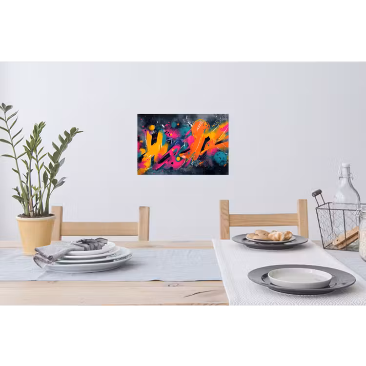 Abstract - Graffiti - Kleurrijk - Verfspatten Muursticker klein -eettafel