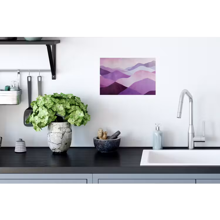 Abstract - Heuvels - Landschap - Paars Muursticker klein -keuken