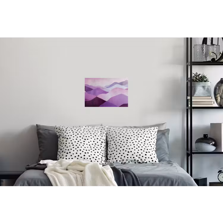 Abstract - Heuvels - Landschap - Paars Muursticker klein -slaapkamer