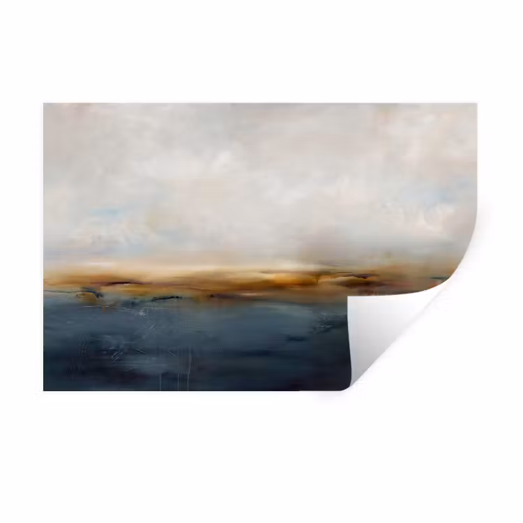 Abstract - Horizon - Water - Modern - Beige Muursticker klein -3d