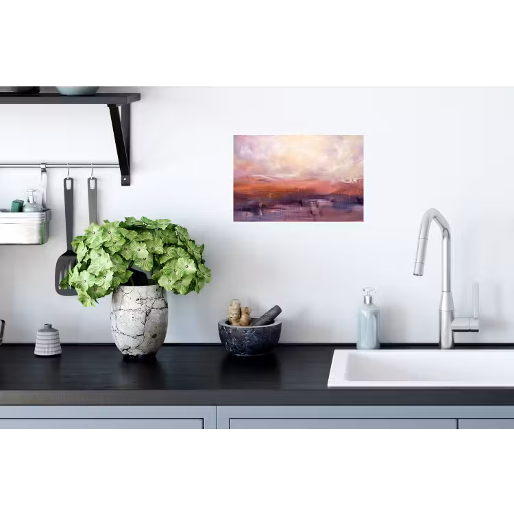 Abstract - Landschap - Modern - Paars - Oranje Muursticker klein -keuken