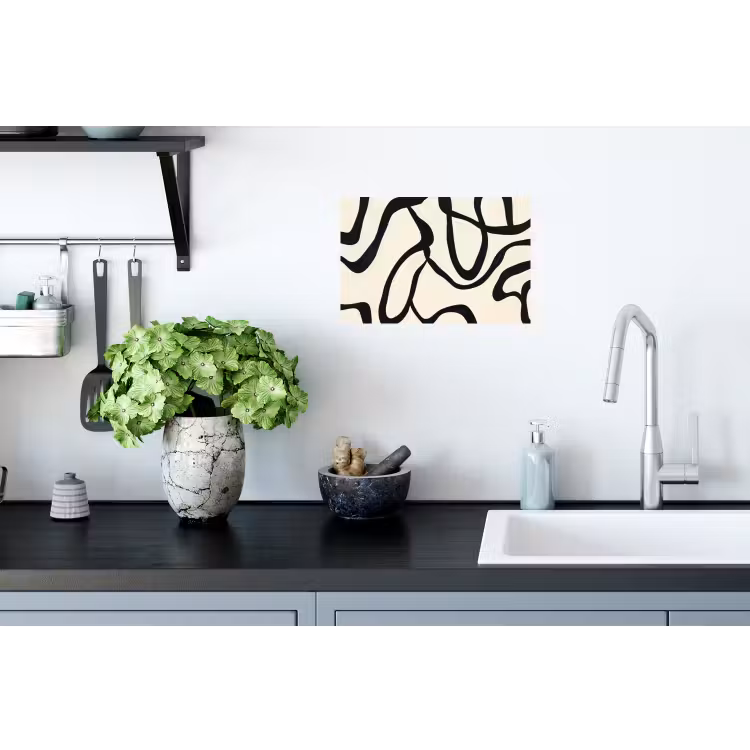 Abstract - Lijnen - Modern - Beige Muursticker klein -keuken