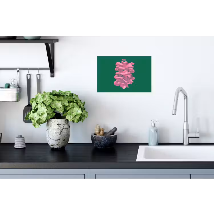 Abstract - Pink - Lijnen - Groen Muursticker klein -keuken
