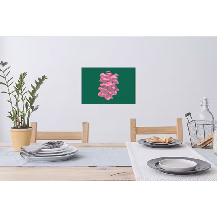 Abstract - Pink - Lijnen - Groen Muursticker klein -eettafel