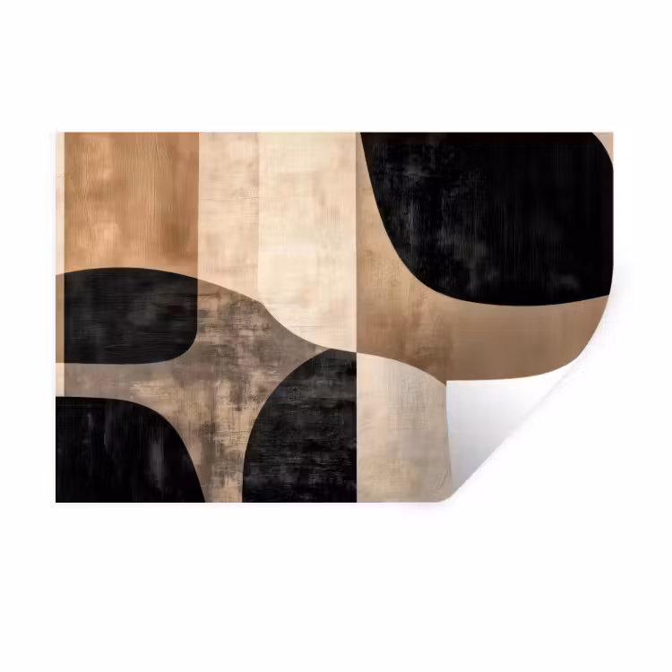 Abstract - Vlakken - Zwart - Rond Muursticker klein -3d