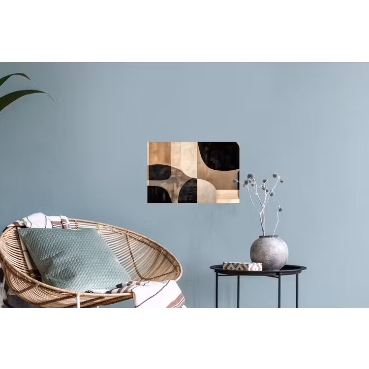 Abstract - Vlakken - Zwart - Rond Muursticker klein -plant