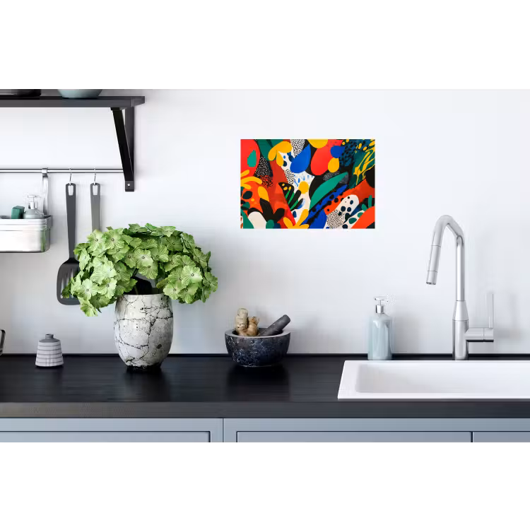 Abstract - Planten - Vormen - Kleurrijk Muursticker klein -keuken