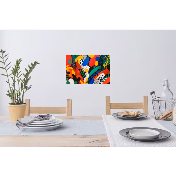 Abstract - Planten - Vormen - Kleurrijk Muursticker klein -eettafel
