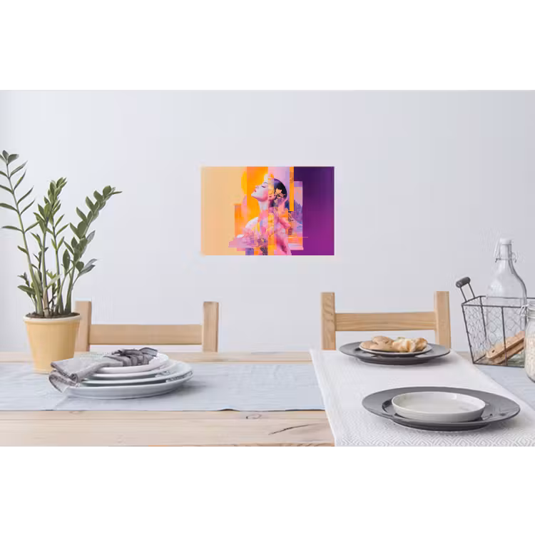 Abstract - Portret - Vrouw - Kleurrijk Muursticker klein -eettafel