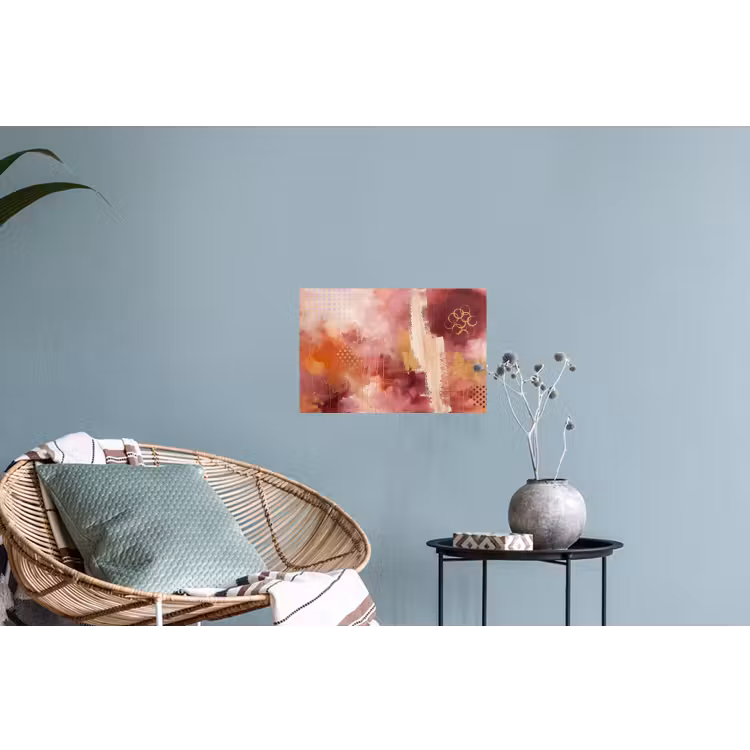 Abstract - Rood - Goud - Modern - Kunst Muursticker klein -plant