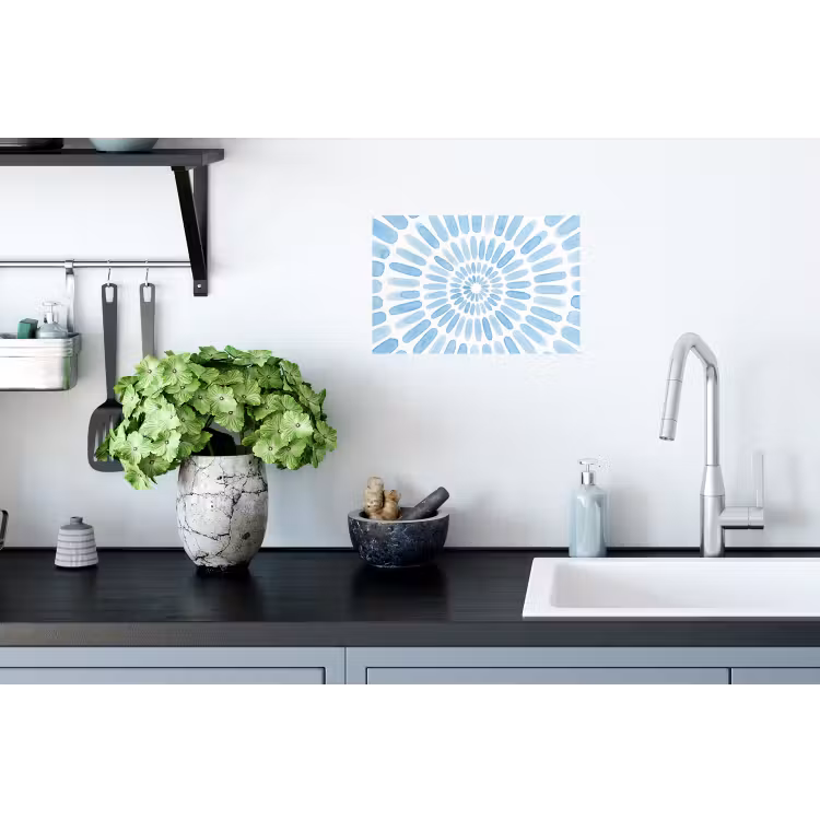 Abstract - Vormen - Kunst - Aquarel - Blauw Muursticker klein -keuken