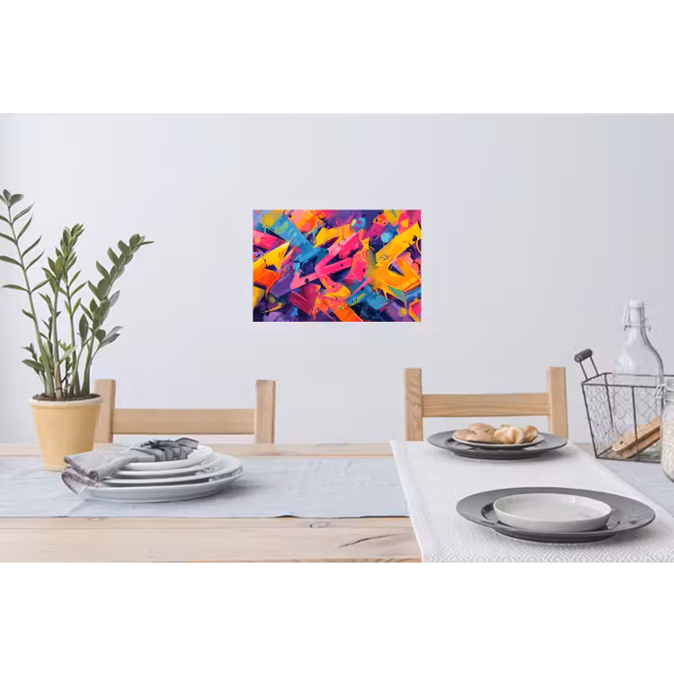 Abstract - Vormen - Kleurrijk Muursticker klein -eettafel