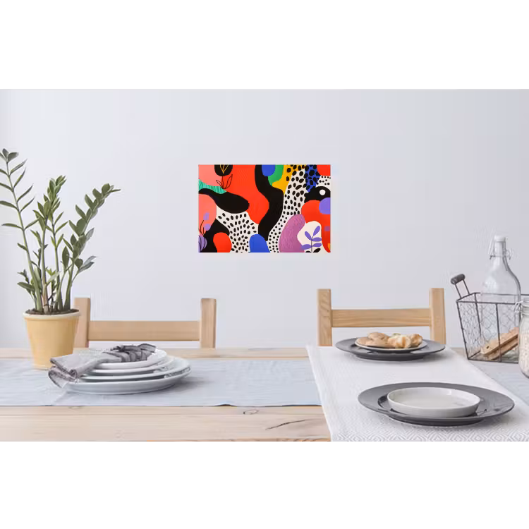 Abstract - Vormen - Kleuren - Stippen Muursticker klein -eettafel