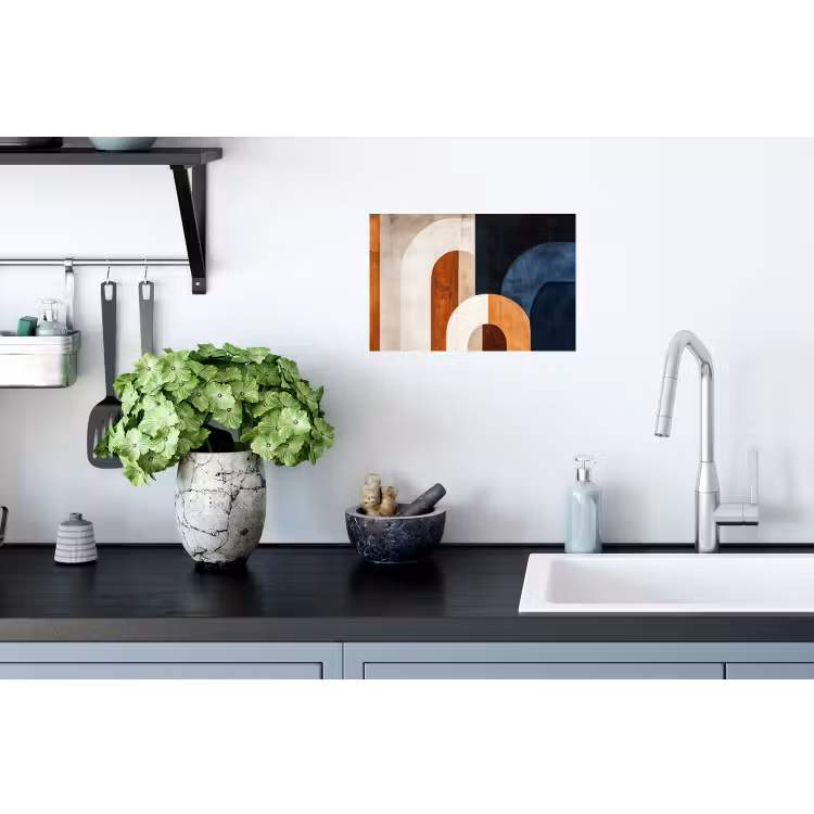 Abstract - Vormen - Donkerblauw Muursticker klein -keuken