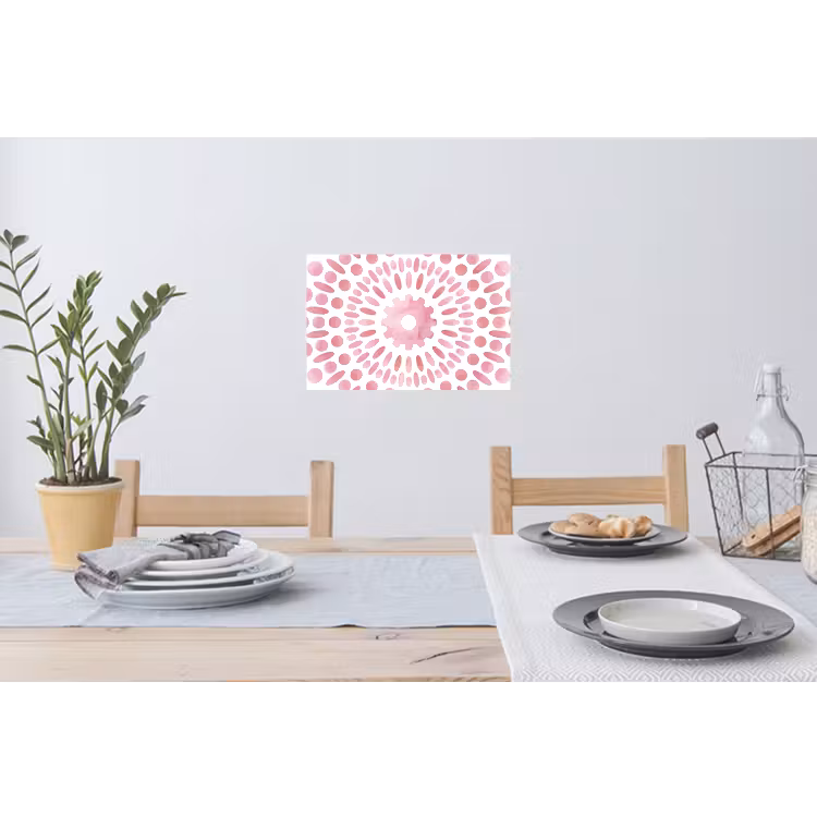 Abstract - Vormen - Patroon - Aquarel - Roze Muursticker klein -eettafel