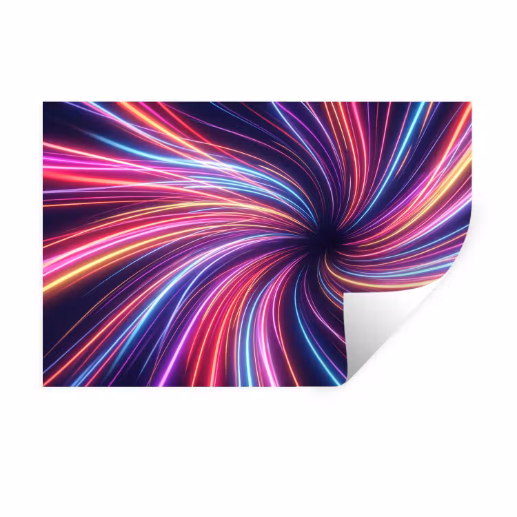 Abstract - Swirl - Futuristic - Neon Muursticker klein -3d